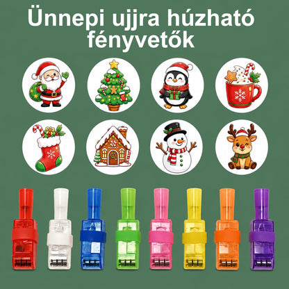 Ünnepi LED-es ujjra húzható vetítőgyűrűk – Halloweenre és karácsonyra