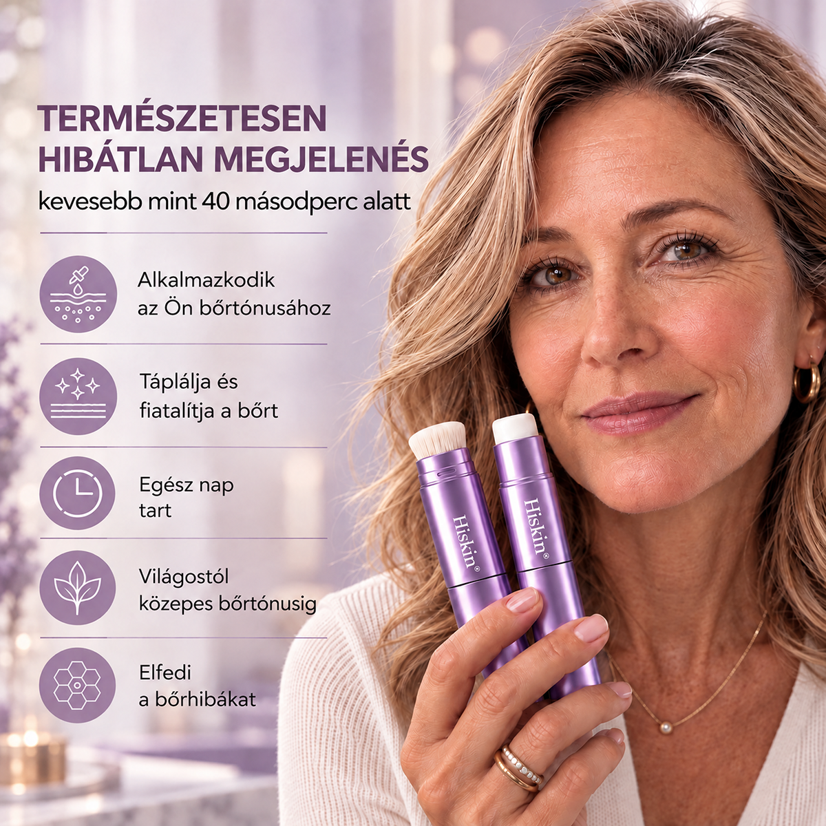 🔥 AZ UTOLSÓ 2 ÓRÁBAN · 80% KEDVEZMÉNY!  Hiskin® 2 az 1-ben színváltó alapozó stift | Elfedi az öregségi foltokat, halványítja a finom ráncok láthatóságát és hidratálja a bőrt – beépített ecsettel a fiatalos, ragyogó arcbőrért!