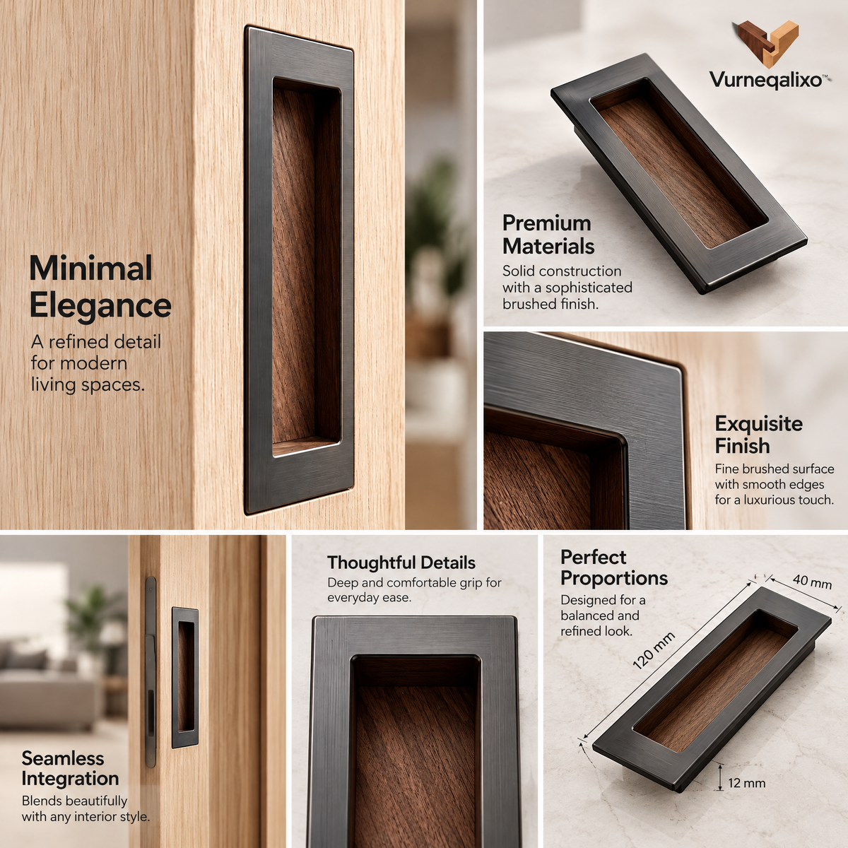 Vurneqalixo™ Wood-Accent Recessed Door Pull — view 3