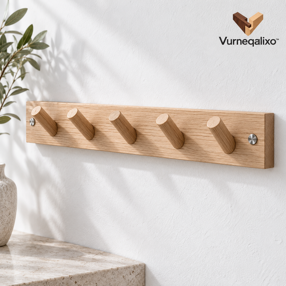 Vurneqalixo™ Five-Peg Wood Hook Rail — view 1