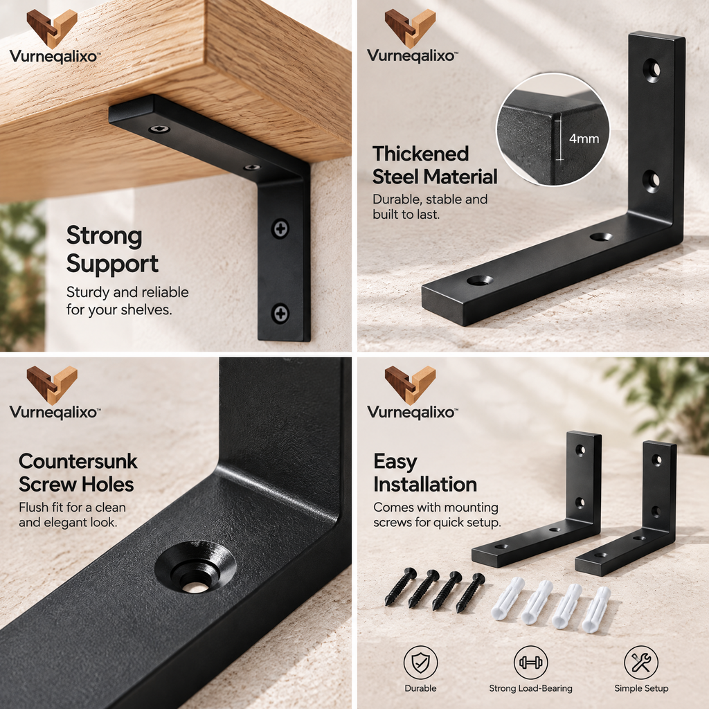 Vurneqalixo™ Minimal Shelf Brackets — Pair — view 3