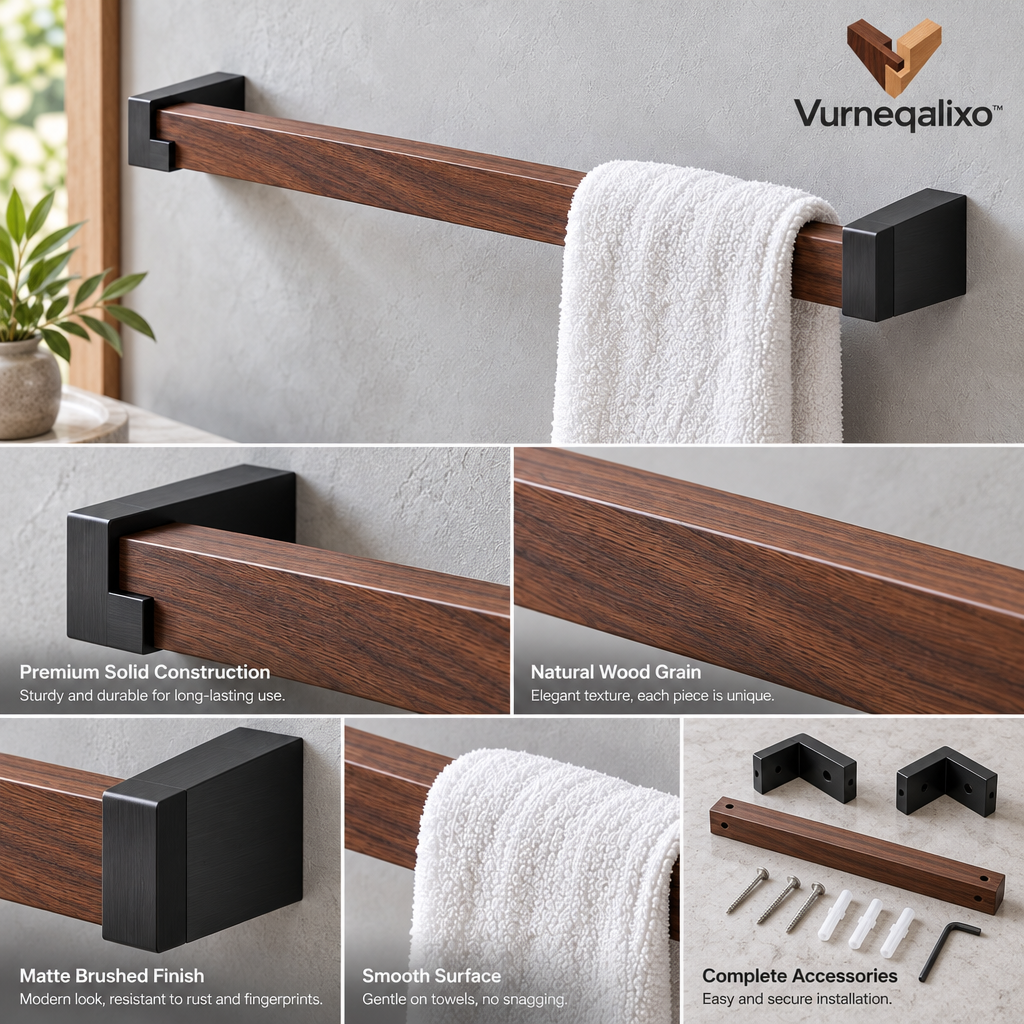 Vurneqalixo™ Wood-Accent Towel Bar — view 3