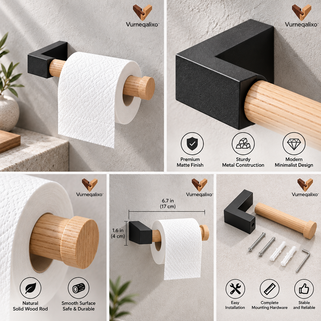 Vurneqalixo™ Wood-Accent Toilet Paper Holder — view 3